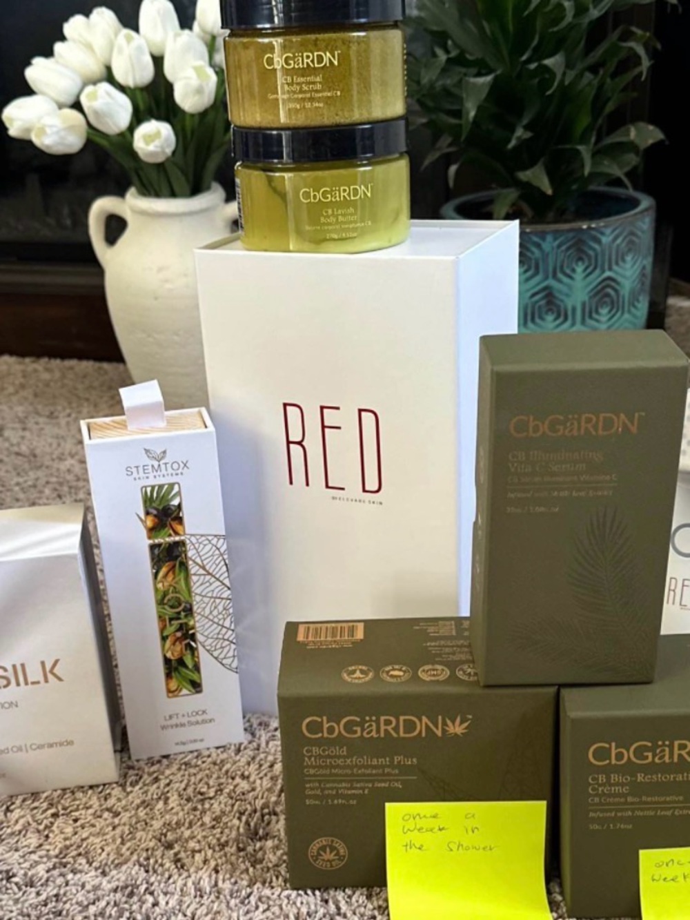 RED Skincare Gift Set with Olive-Green CbGARDN Boxes